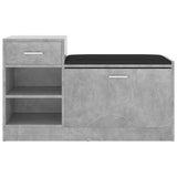 Shoe Bench Concrete Grey 94.5x31x57 cm Engineered Wood