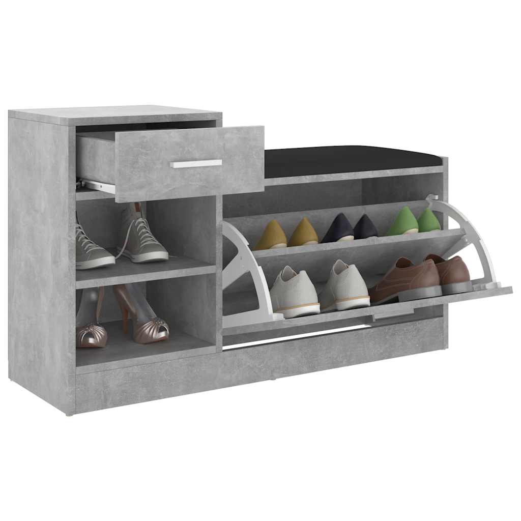Shoe Bench Concrete Grey 94.5x31x57 cm Engineered Wood