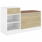 Shoe Bench White and Sonoma Oak 94.5x31x57 cm Engineered Wood - Front View