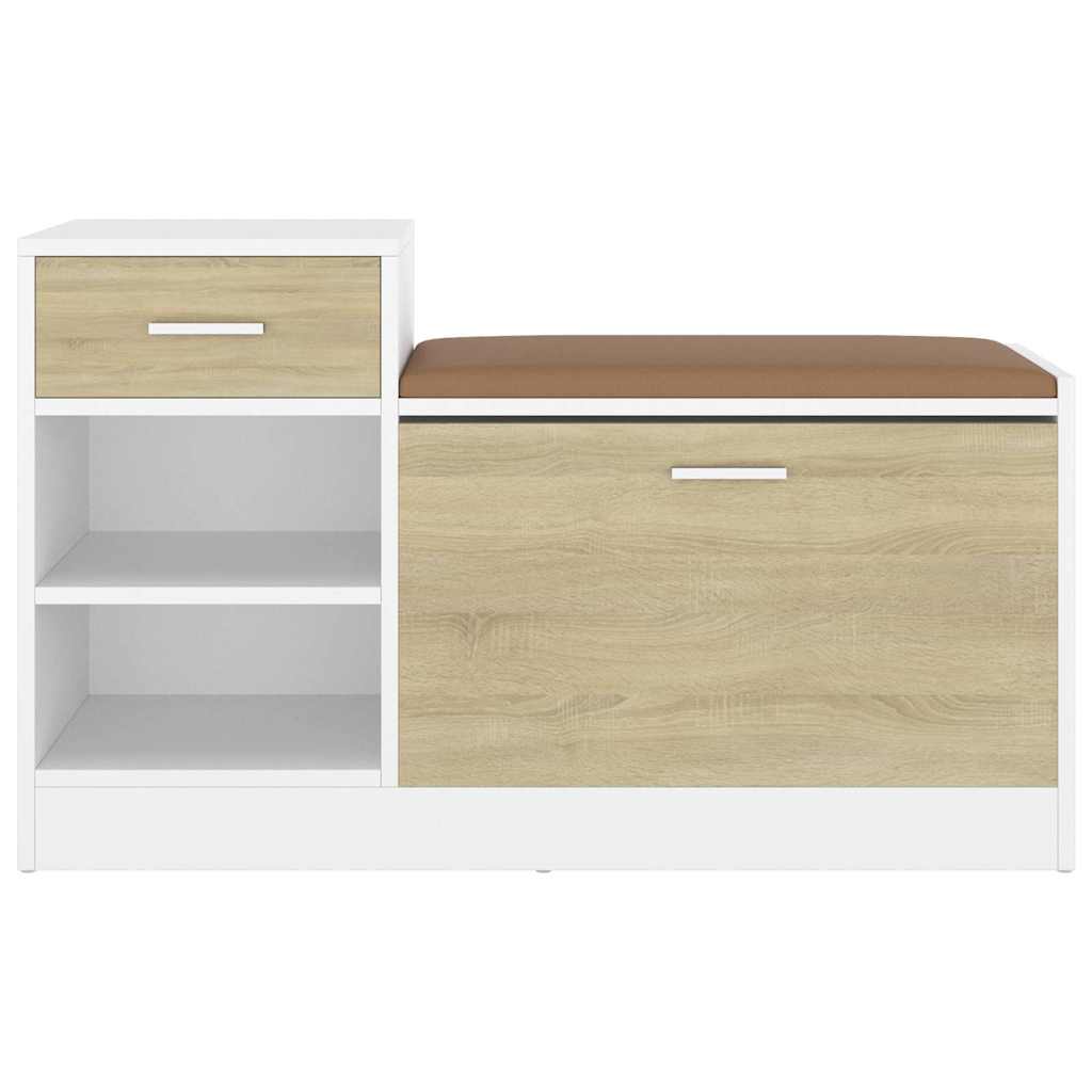 Shoe Bench White and Sonoma Oak 94.5x31x57 cm Engineered Wood