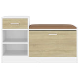 Shoe Bench White and Sonoma Oak 94.5x31x57 cm Engineered Wood