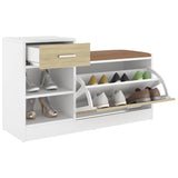 Shoe Bench White and Sonoma Oak 94.5x31x57 cm Engineered Wood - 45-Degree Angle