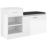 Shoe Bench High Gloss White 94.5x31x57 cm Engineered Wood