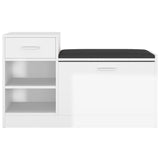 Shoe Bench High Gloss White 94.5x31x57 cm Engineered Wood