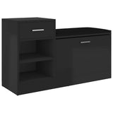Shoe Bench High Gloss Black 94.5x31x57 cm Engineered Wood