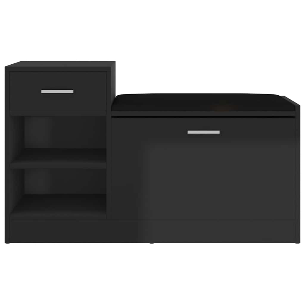 Shoe Bench High Gloss Black 94.5x31x57 cm Engineered Wood