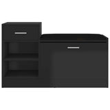 Shoe Bench High Gloss Black 94.5x31x57 cm Engineered Wood