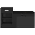 Shoe Bench High Gloss Black 94.5x31x57 cm Engineered Wood