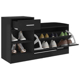 Shoe Bench High Gloss Black 94.5x31x57 cm Engineered Wood