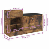 Shoe Bench Smoked Oak 94.5x31x57 cm Engineered Wood