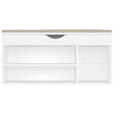 Shoe Bench with Cushion White 104x30x49 cm Engineered Wood - 45-Degree Angle