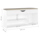 Shoe Bench with Cushion White 104x30x49 cm Engineered Wood - Low Angle