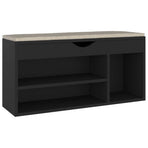 Shoe Bench with Cushion Black 104x30x49 cm Engineered Wood