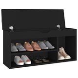 Shoe Bench with Cushion Black 104x30x49 cm Engineered Wood - Side View