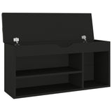 Shoe Bench with Cushion Black 104x30x49 cm Engineered Wood - Top-Down View