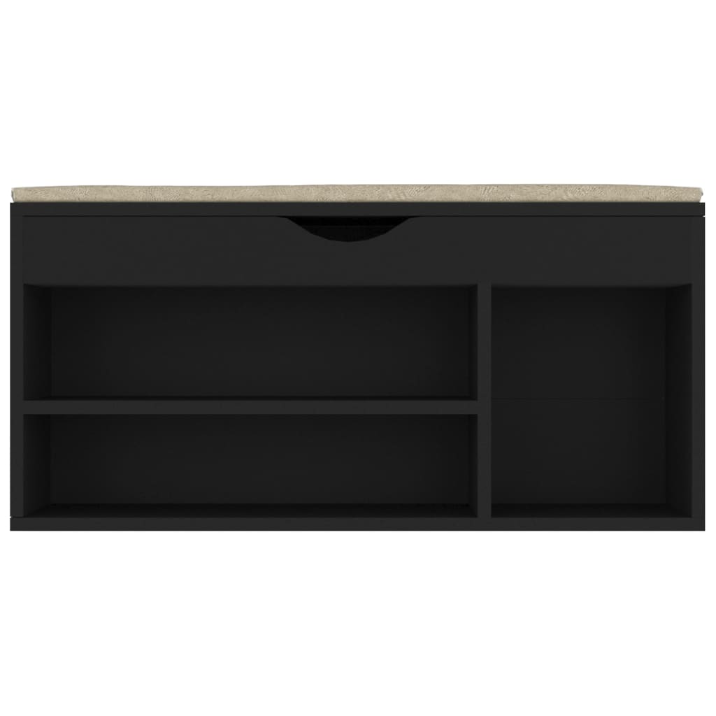 Shoe Bench with Cushion Black 104x30x49 cm Engineered Wood