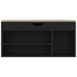 Shoe Bench with Cushion Black 104x30x49 cm Engineered Wood