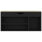 Shoe Bench with Cushion Black 104x30x49 cm Engineered Wood