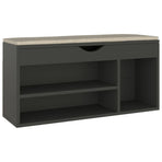 Shoe Bench with Cushion Grey 104x30x49 cm Engineered Wood