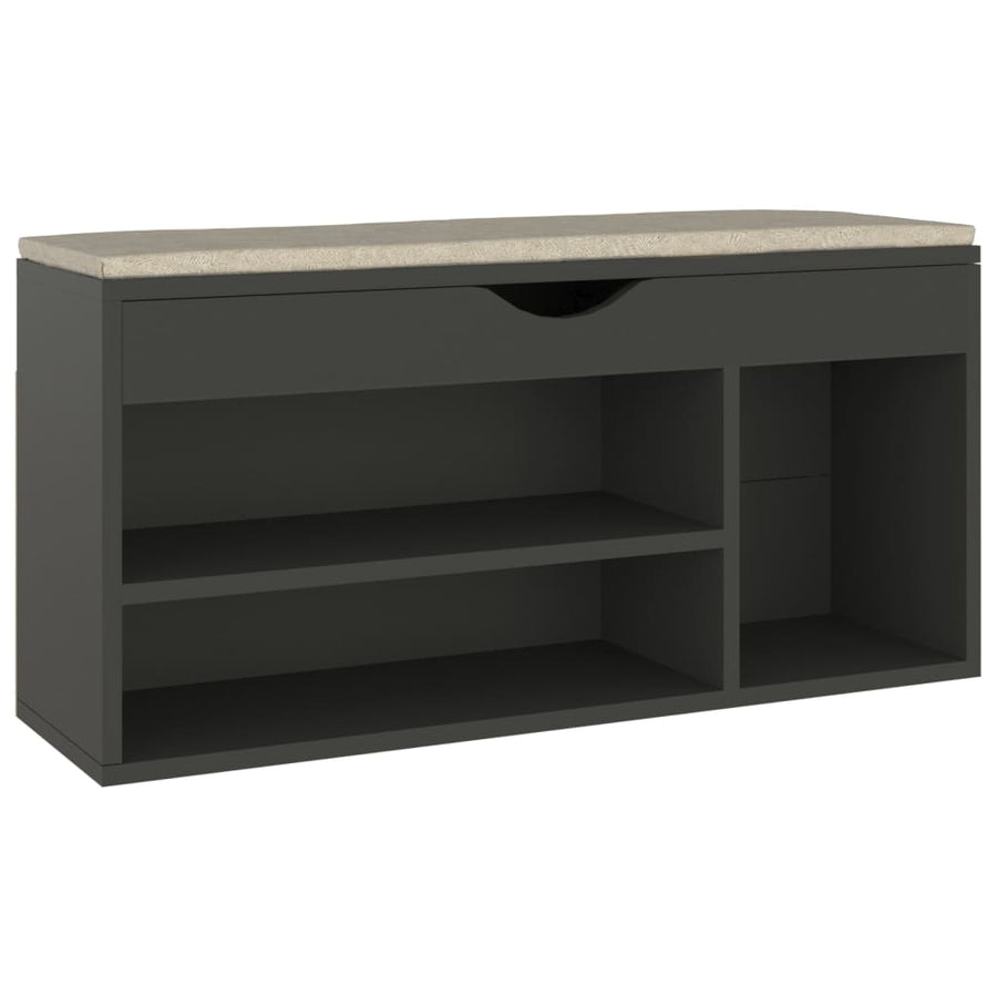 Shoe Bench with Cushion Grey 104x30x49 cm Engineered Wood