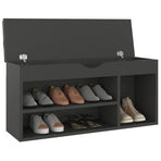 Shoe Bench with Cushion Grey 104x30x49 cm Engineered Wood