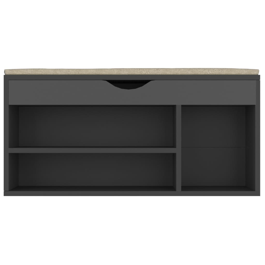 Shoe Bench with Cushion Grey 104x30x49 cm Engineered Wood