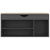 Shoe Bench with Cushion Grey 104x30x49 cm Engineered Wood - 45-Degree Angle