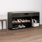 Shoe Bench with Cushion Grey 104x30x49 cm Engineered Wood