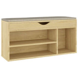 Shoe Bench with Cushion Sonoma Oak 104x30x49 cm Engineered Wood - Front View