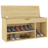 Shoe Bench with Cushion Sonoma Oak 104x30x49 cm Engineered Wood - Side View
