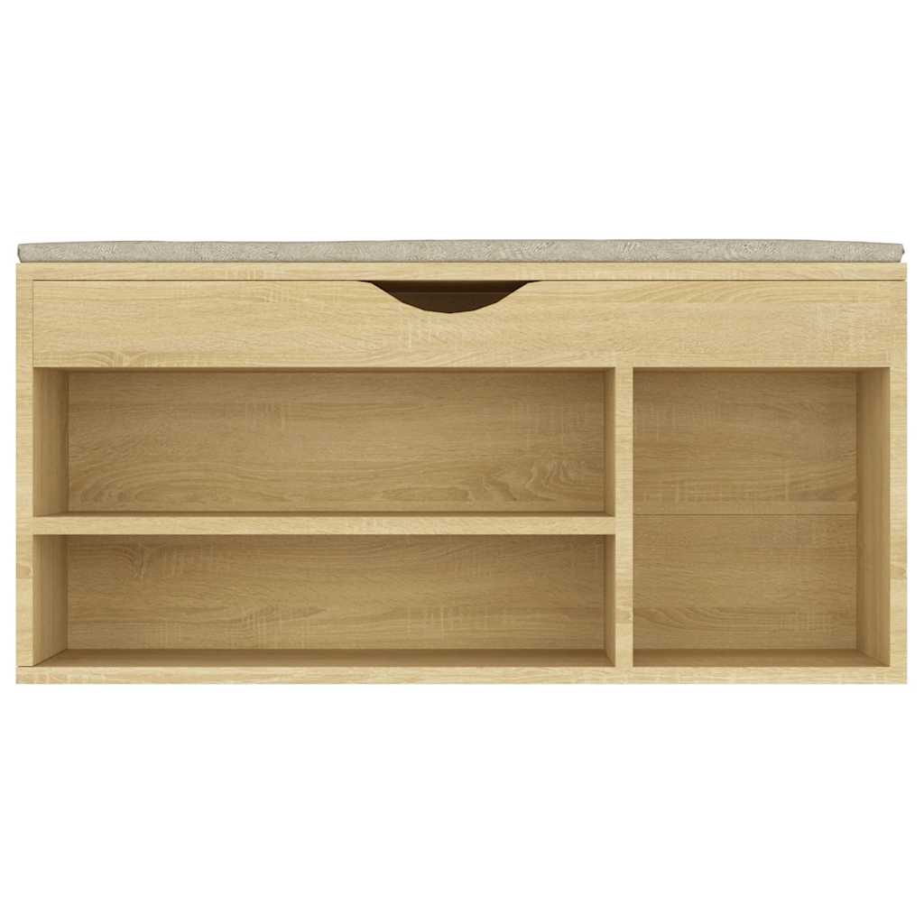 Shoe Bench with Cushion Sonoma Oak 104x30x49 cm Engineered Wood