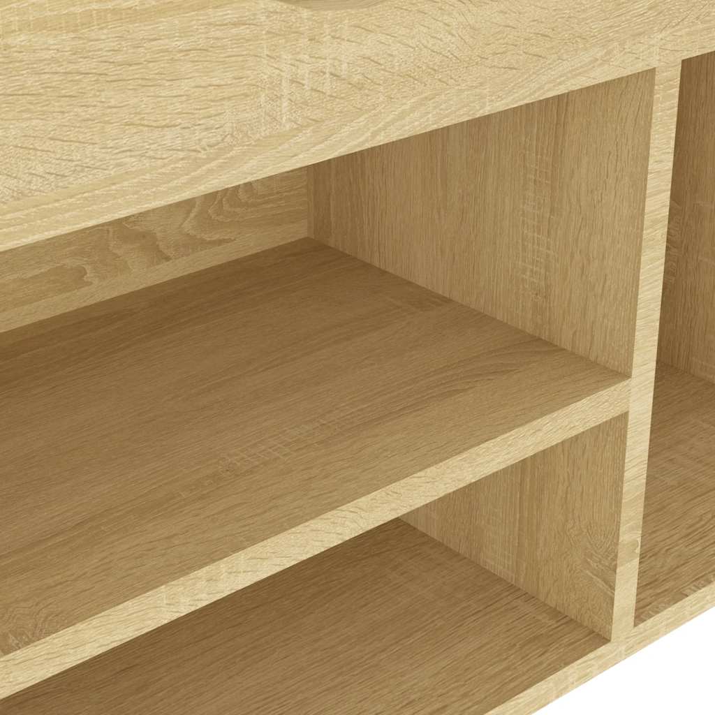 Shoe Bench with Cushion Sonoma Oak 104x30x49 cm Engineered Wood