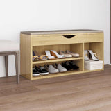 Shoe Bench with Cushion Sonoma Oak 104x30x49 cm Engineered Wood