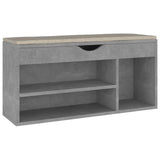 Shoe Bench with Cushion Concrete Grey 104x30x49 cm Engineered Wood
