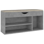 Shoe Bench with Cushion Concrete Grey 104x30x49 cm