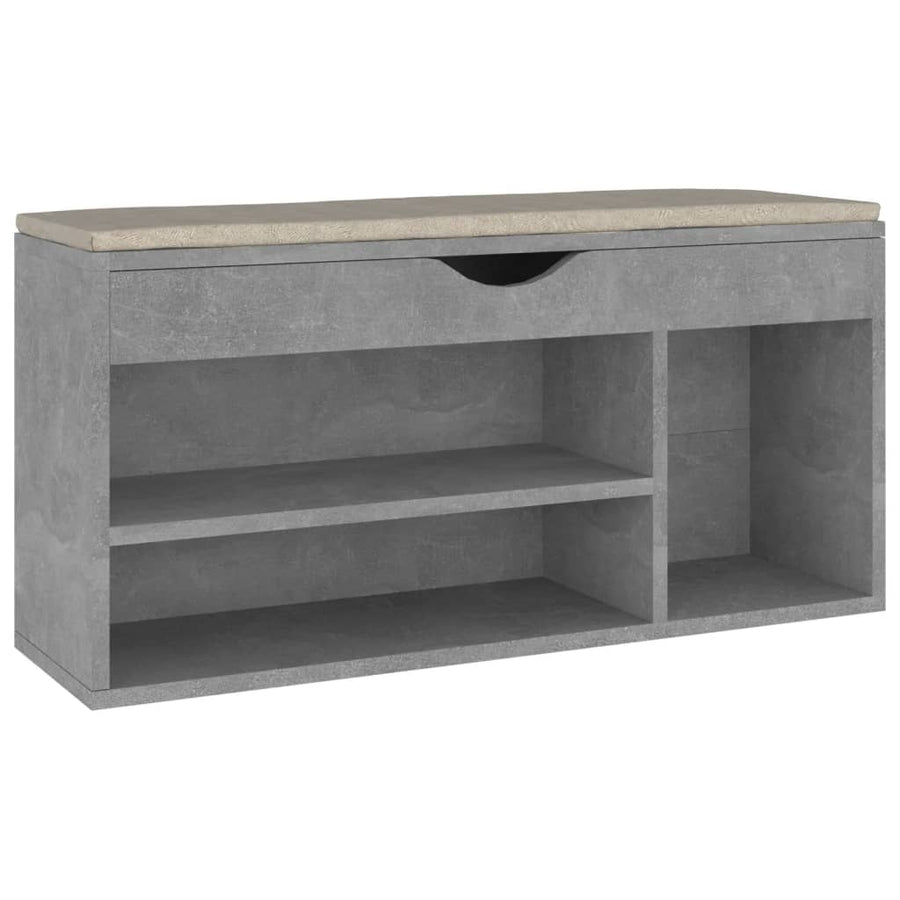 Shoe Bench with Cushion Concrete Grey 104x30x49 cm