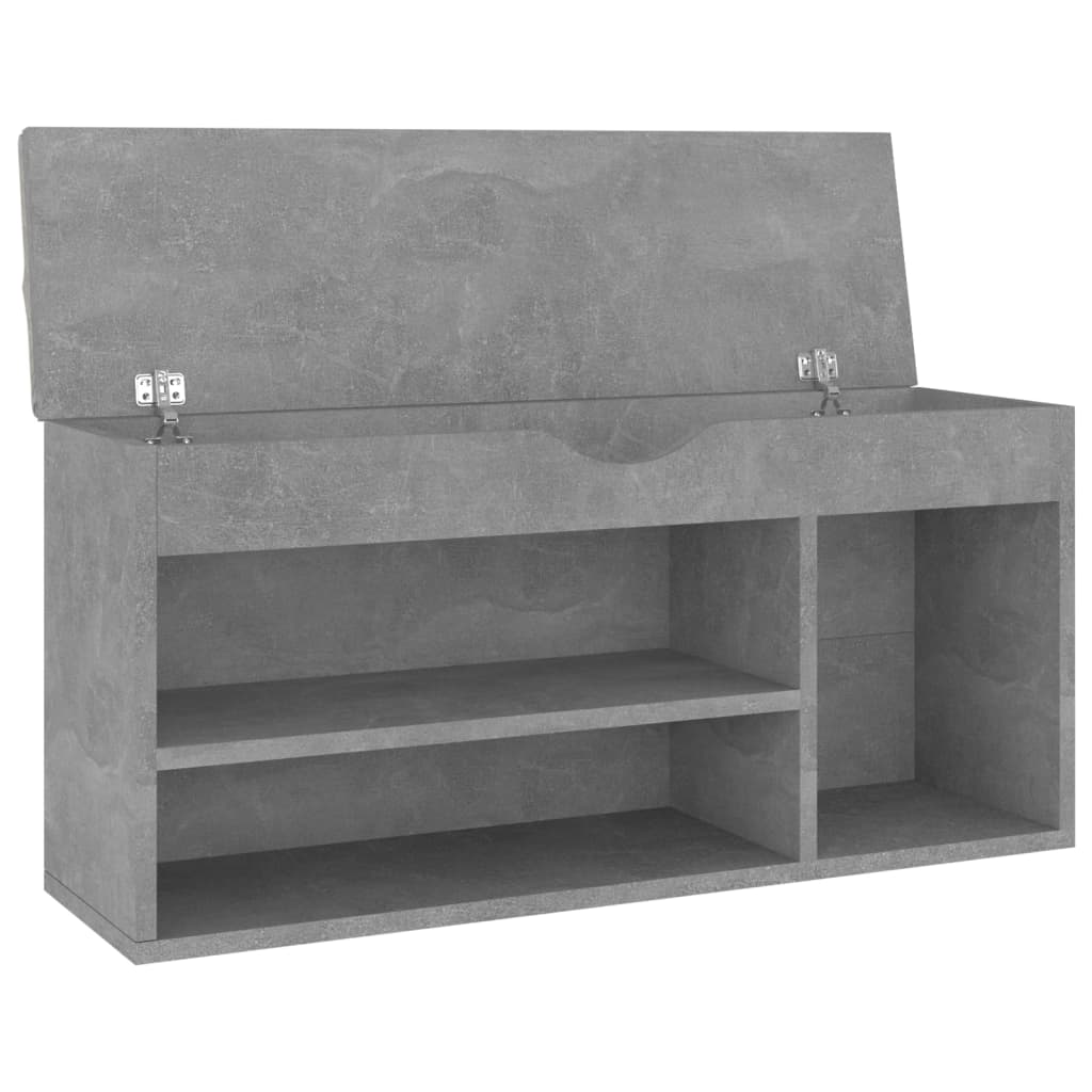 Shoe Bench with Cushion Concrete Grey 104x30x49 cm Engineered Wood