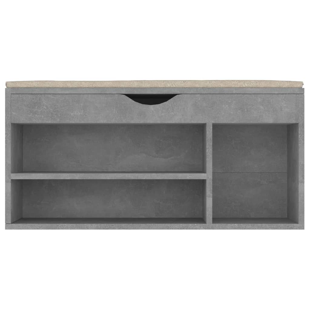 Shoe Bench with Cushion Concrete Grey 104x30x49 cm Engineered Wood