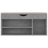 Shoe Bench with Cushion Concrete Grey 104x30x49 cm Engineered Wood