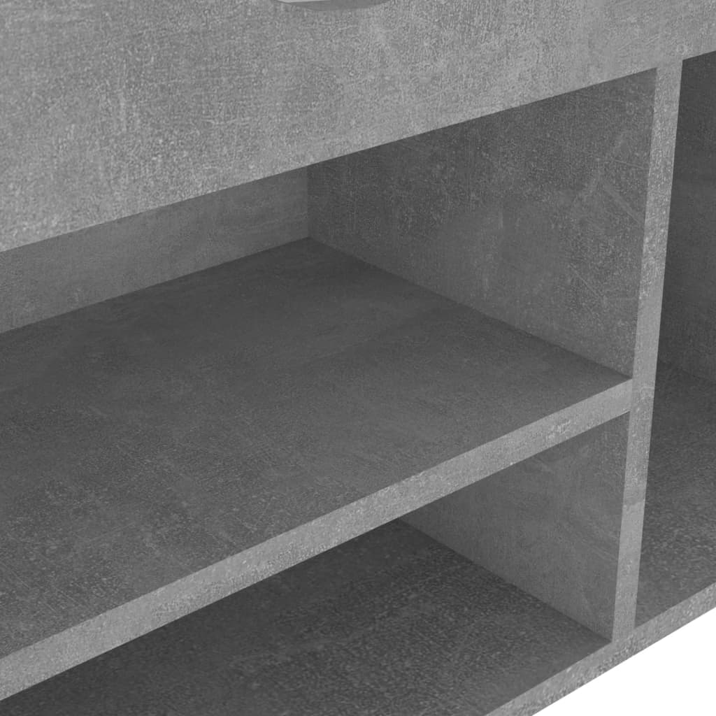 Shoe Bench with Cushion Concrete Grey 104x30x49 cm Engineered Wood