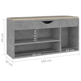 Shoe Bench with Cushion Concrete Grey 104x30x49 cm Engineered Wood