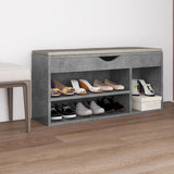 Shoe Bench with Cushion Concrete Grey 104x30x49 cm Engineered Wood