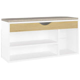 Shoe Bench with Cushion White and Sonoma Oak 104x30x49 cm Engineered Wood