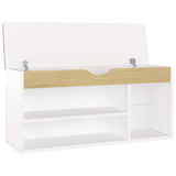 Shoe Bench with Cushion White and Sonoma Oak 104x30x49 cm Engineered Wood - Top-Down View