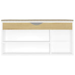 Shoe Bench with Cushion White and Sonoma Oak 104x30x49 cm Engineered Wood
