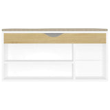 Shoe Bench with Cushion White and Sonoma Oak 104x30x49 cm Engineered Wood - 45-Degree Angle