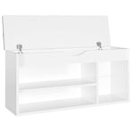 Shoe Bench with Cushion High Gloss White 104x30x49 cm Engineered Wood