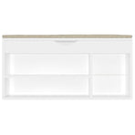 Shoe Bench with Cushion High Gloss White 104x30x49 cm Engineered Wood