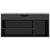 Shoe Bench with Cushion High Gloss Black 104x30x49 cm Engineered Wood