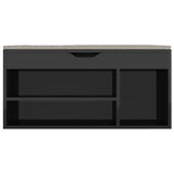 Shoe Bench with Cushion High Gloss Black 104x30x49 cm Engineered Wood - 45-Degree Angle